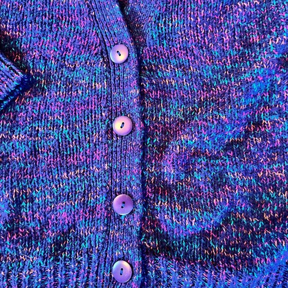 Vintage Victoria Jones Vibrant Retro Speckled Cardigan Sweater PL - Picture 4 of 6